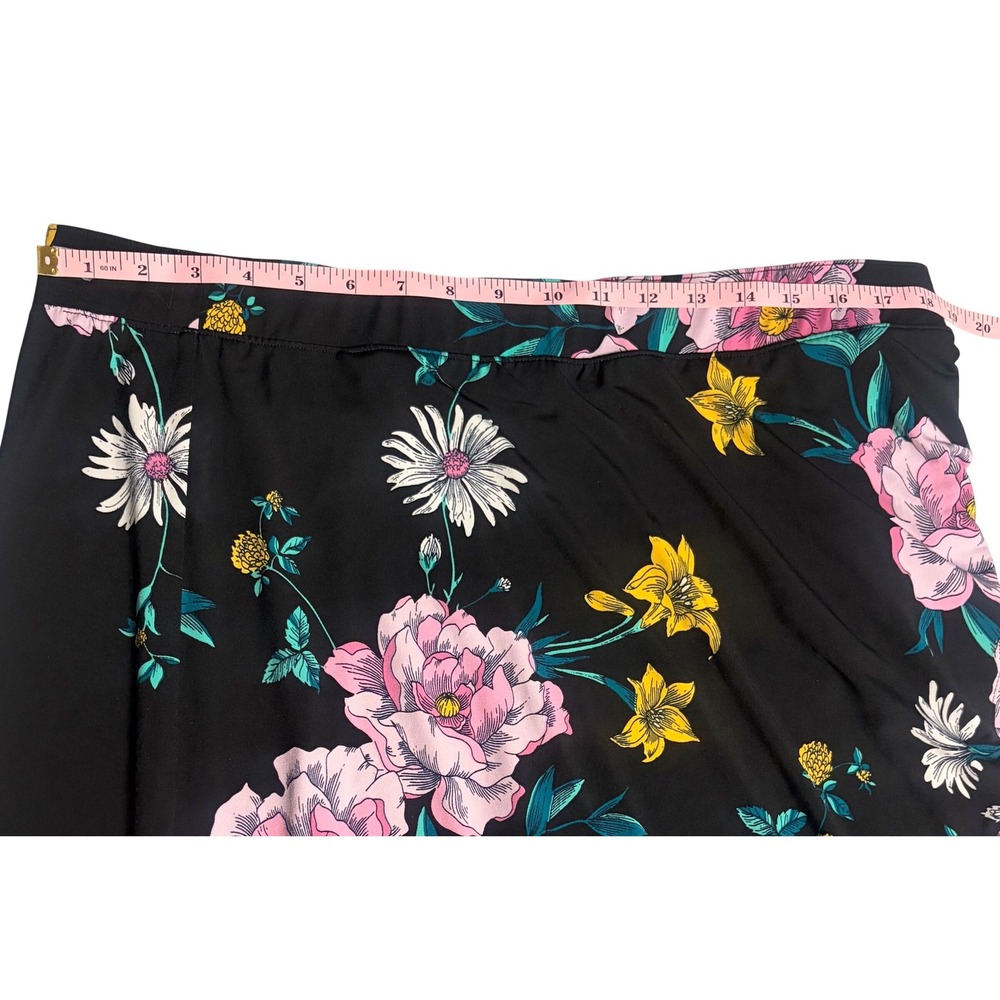 Lane Bryant Black Floral Faux Wrap High Low Maxi Skirt Plus Size 18/20 Spring - Picture 3 of 4